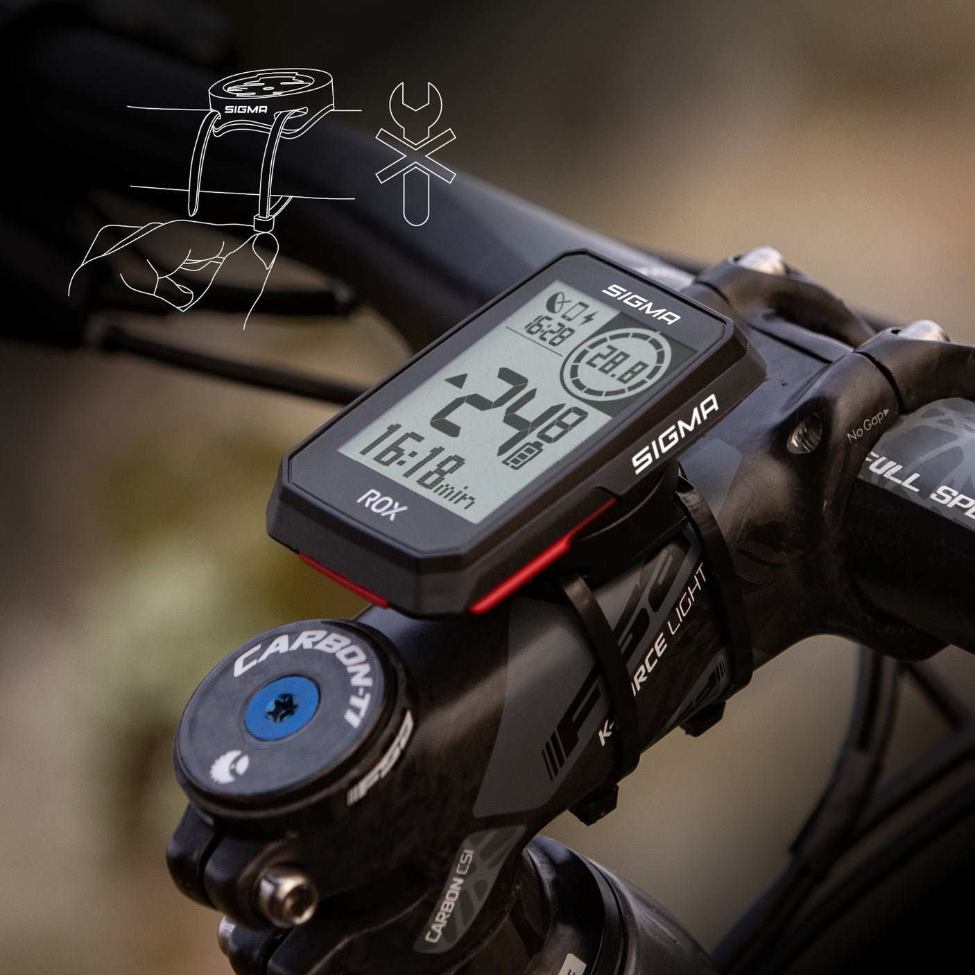 Ordinateur de vélo Sigma ROX 2.0 avec support GPS noir