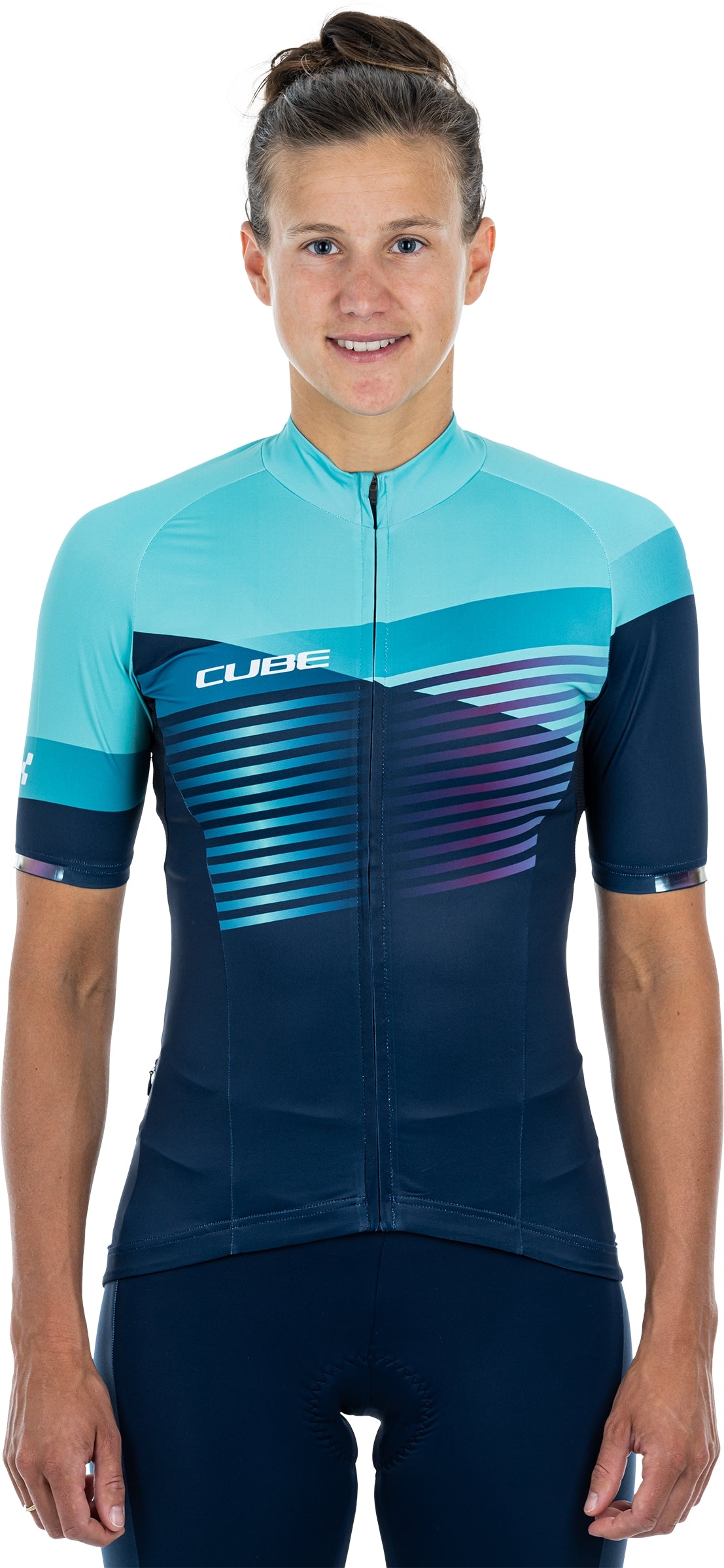 CUBE TEAMLINE WS maillot manches courtes bleu'n'mint