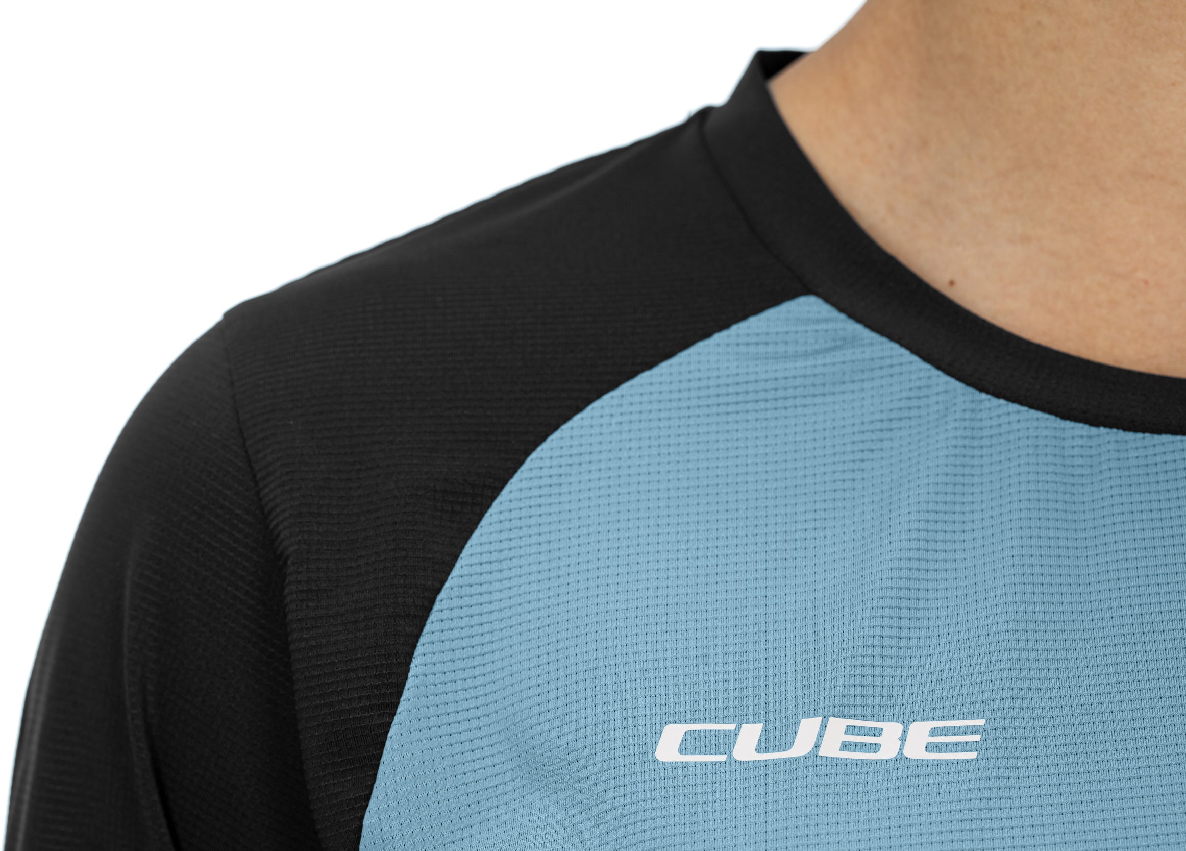 CUBE ATX WS maillot col rond manches longues bleu´n´noir