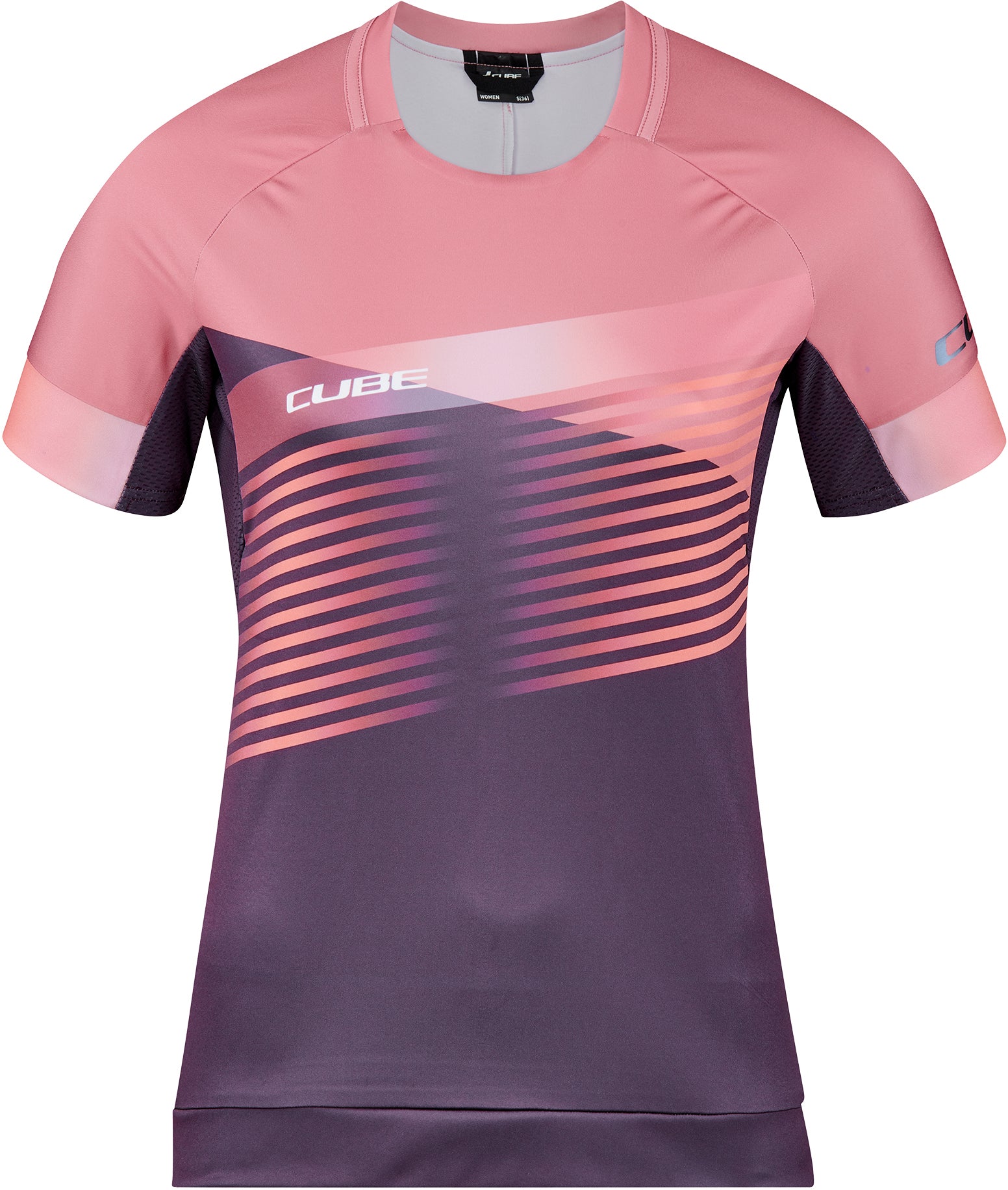 CUBE TEAMLINE WS maillot col rond manches courtes violet´n´rose