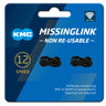 KMC 12NR DLC Missing Link maillon de verrouillage de chaîne 2 jeux 12 fois noir