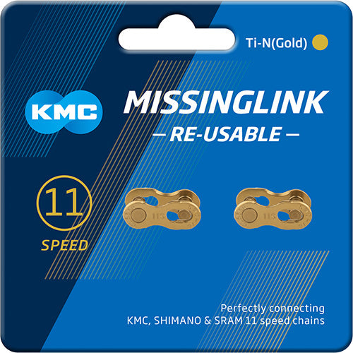 KMC 11R Ti-N Missing Link maillon de verrouillage de chaîne 2 jeux Shimano/SRAM/KMC 11 vitesses or