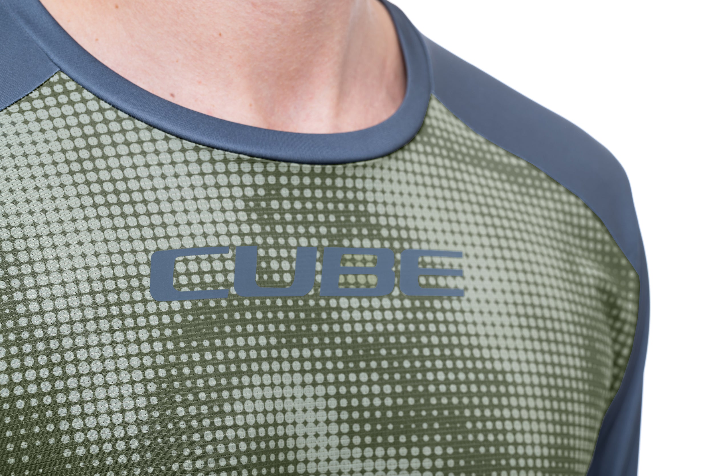 CUBE ATX maillot ras du cou TM manches courtes olive´n´grey homme