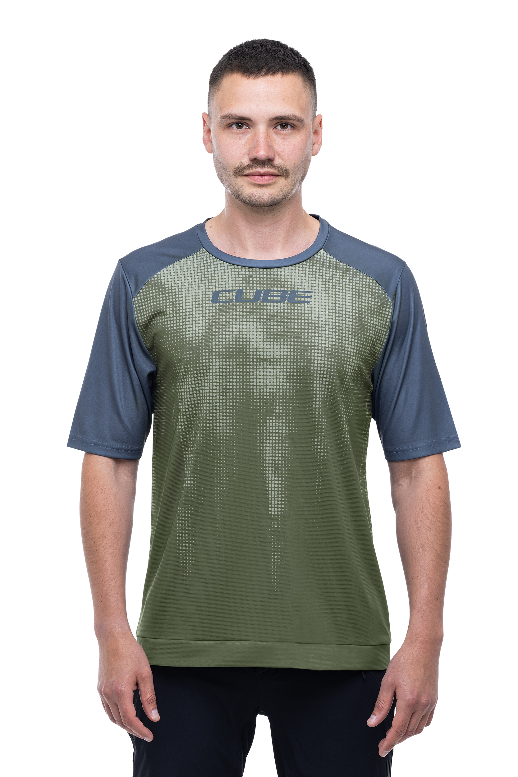 CUBE ATX maillot ras du cou TM manches courtes olive´n´grey homme