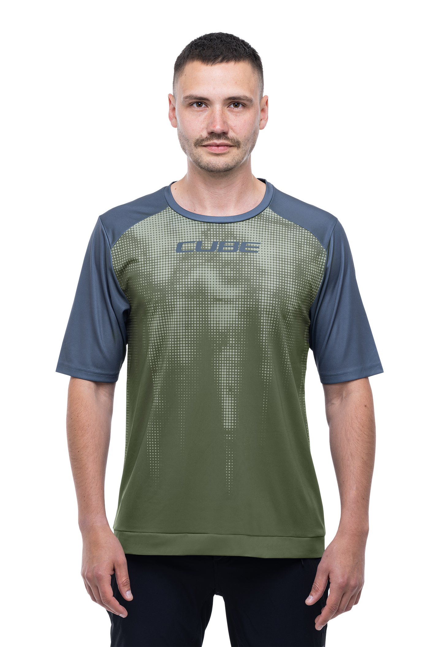 CUBE ATX maillot ras du cou TM manches courtes olive´n´grey homme