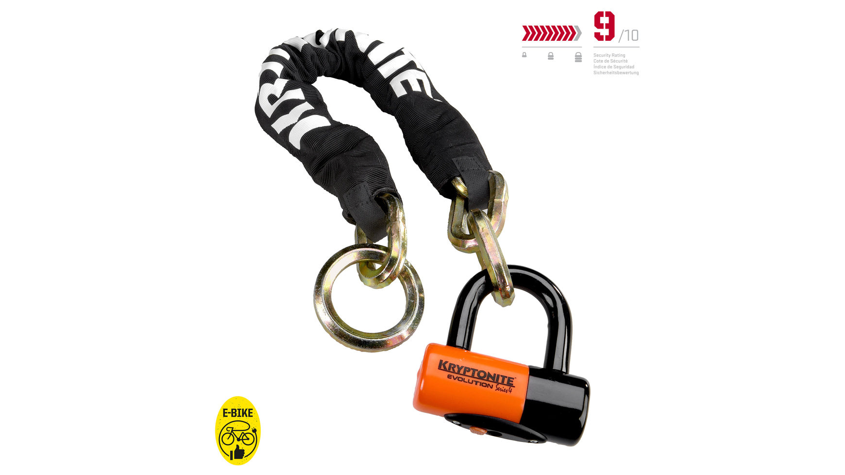 Antivol à chaîne Kryptonite New York 1275 Cinch Ring (75 cm) + Antivol à disque Evolution noir