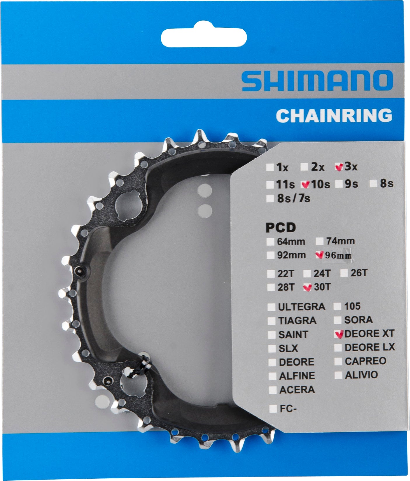 Shimano Deore XT FC-M782 plateau 96 BCD noir