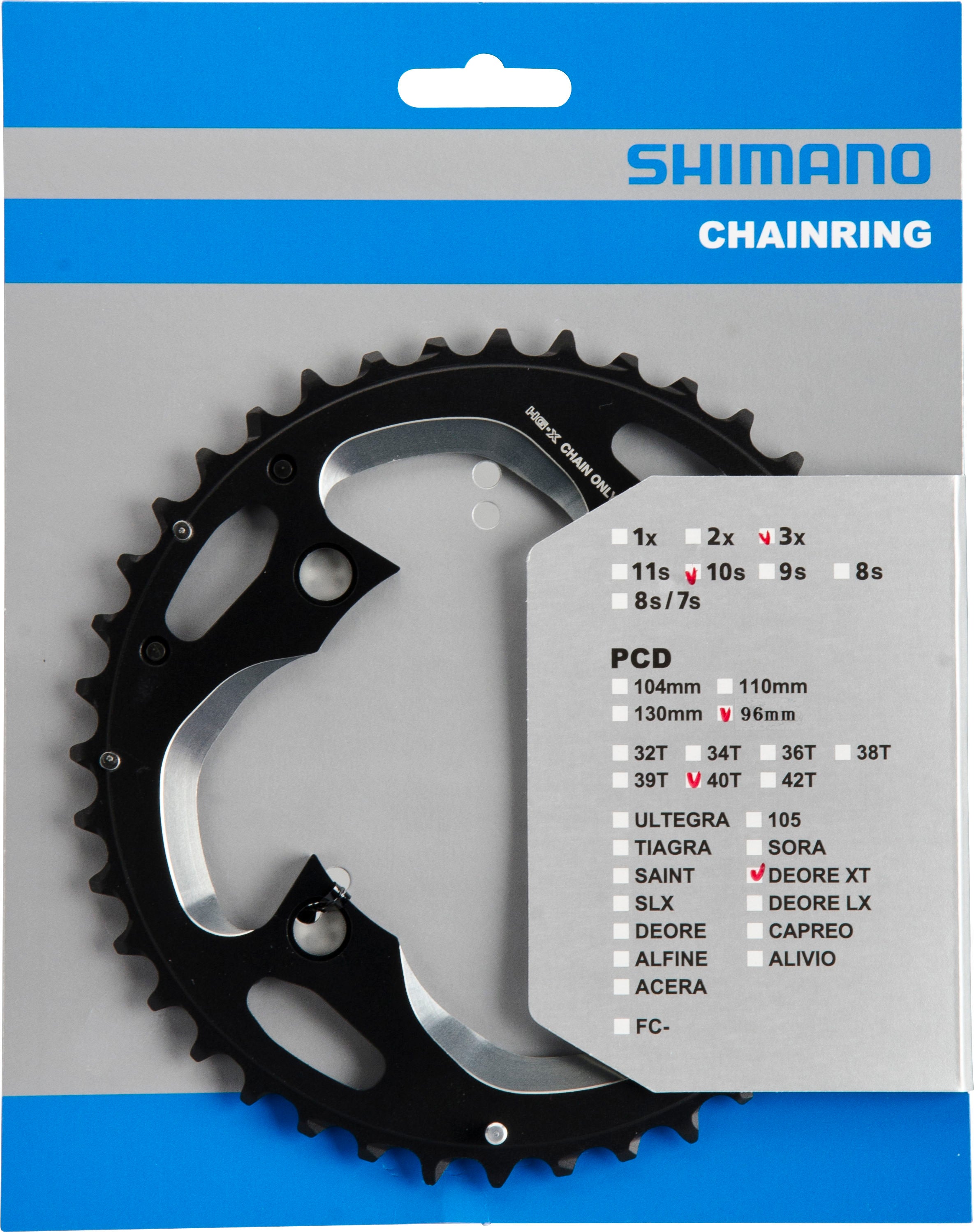 Shimano Deore XT FC-M782 plateau 96 BCD noir