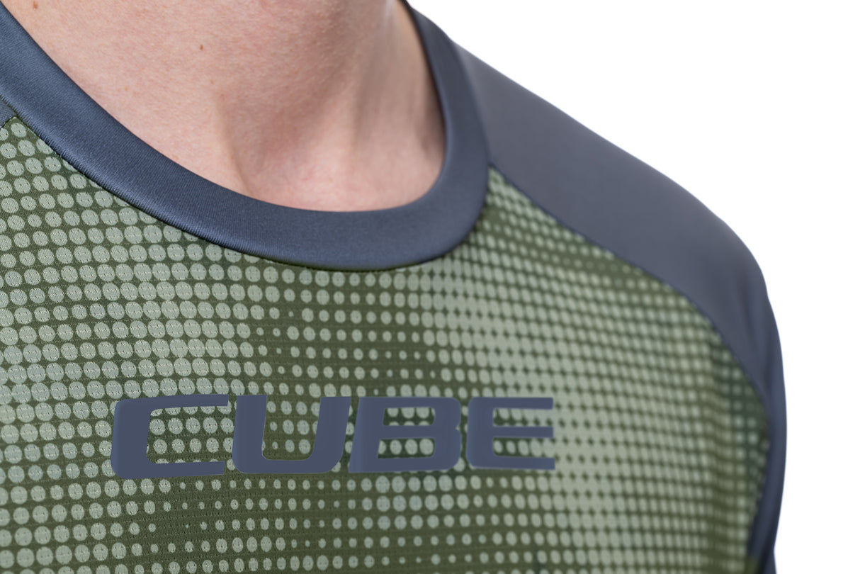 CUBE ATX maillot col rond TM manches longues olive'n'grey