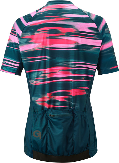 Gonso Copedello maillot de cyclisme manches courtes entièrement zippé femme pétrole/rose