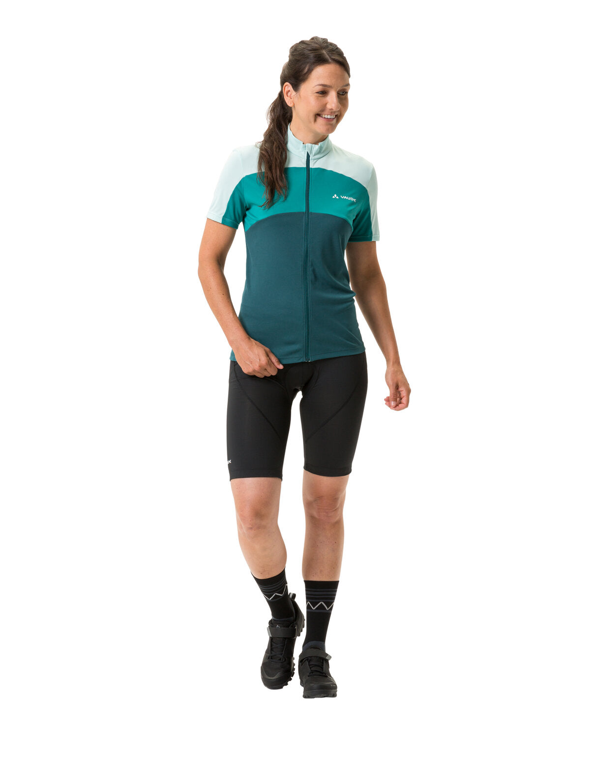 VAUDE Matera maillot manches courtes entièrement zippé femme vert