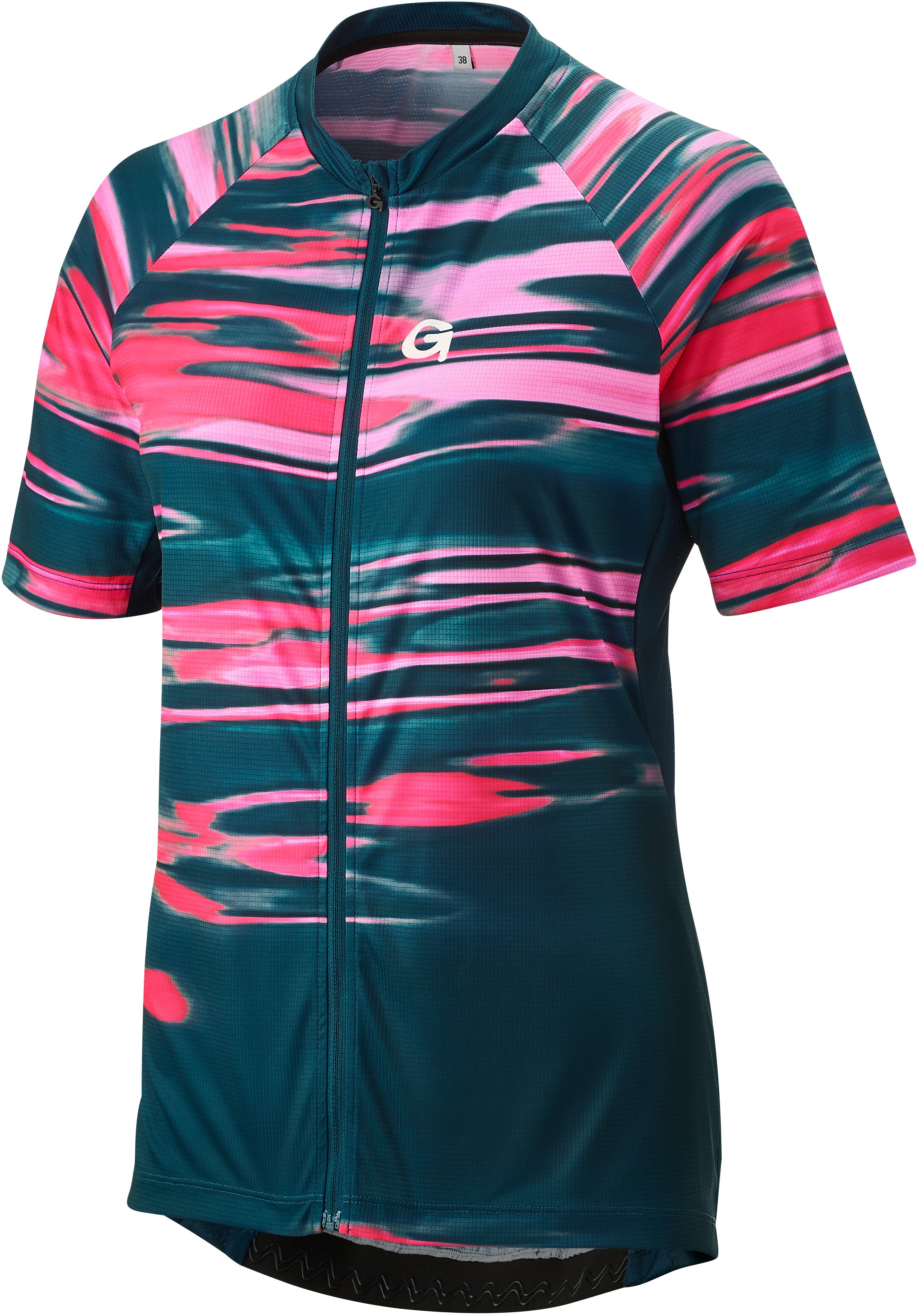 Gonso Copedello maillot de cyclisme manches courtes entièrement zippé femme pétrole/rose