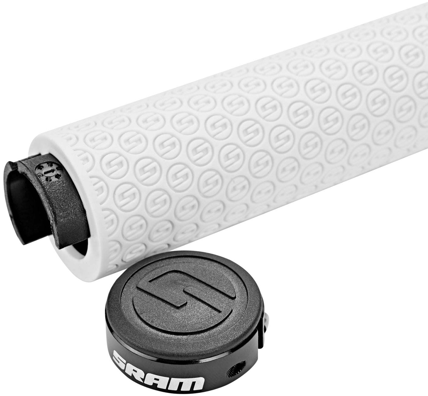 Poignées SRAM DH en silicone avec verrouillage à vis blanc