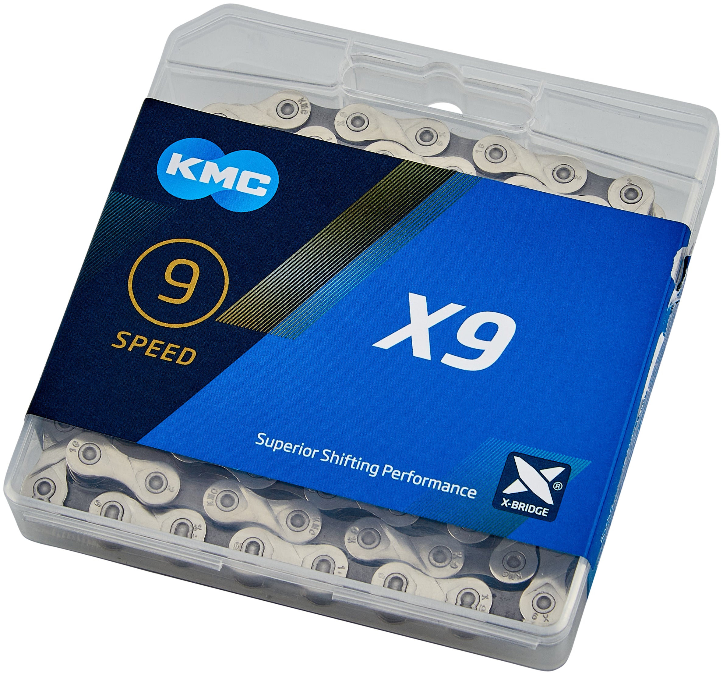 Chaîne KMC X9 9 fois argent/gris 114T