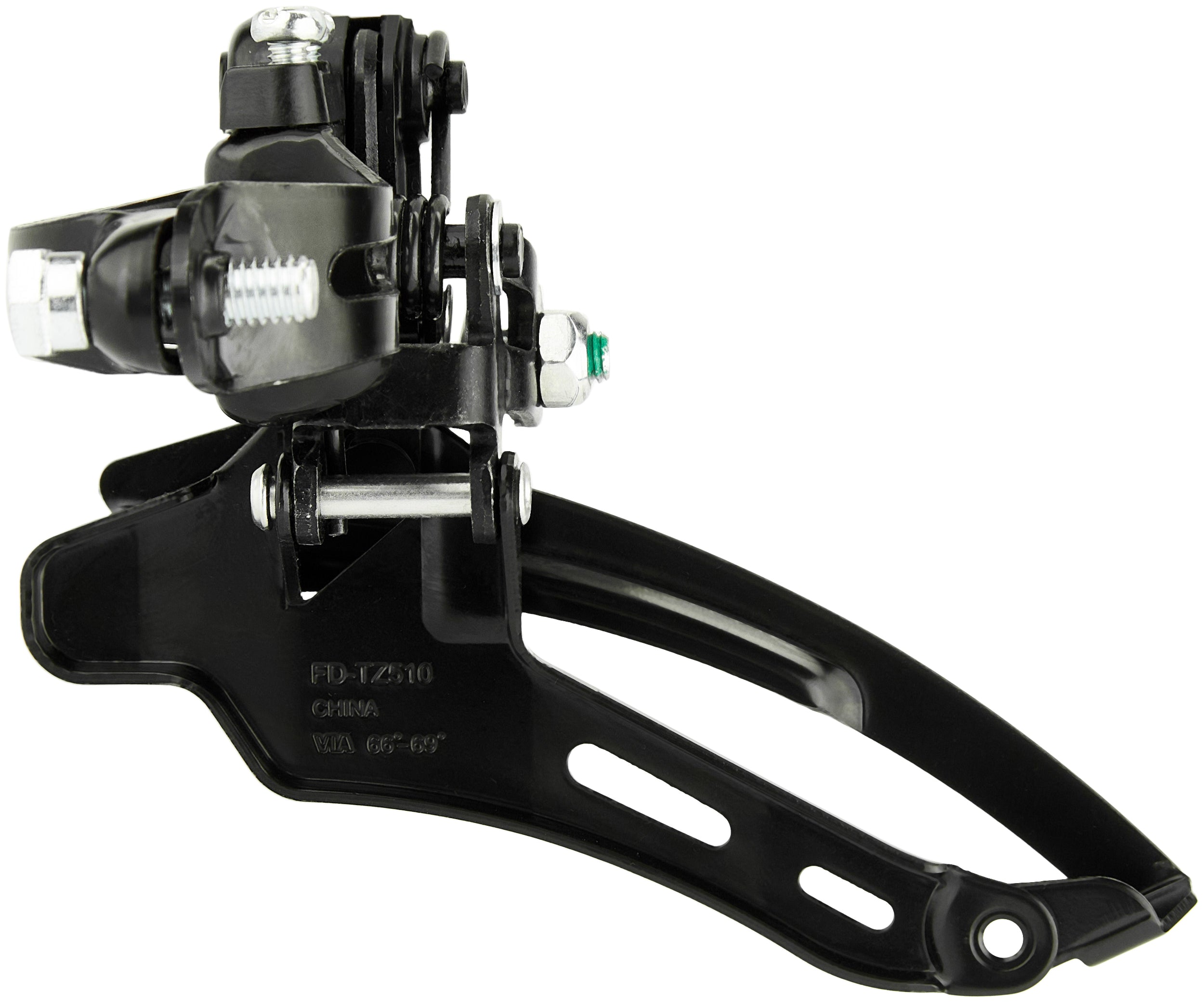 Dérailleur avant Shimano Tourney TZ FD-TZ510 3x6/7 vitesses, collier de serrage vers le bas, noir profond