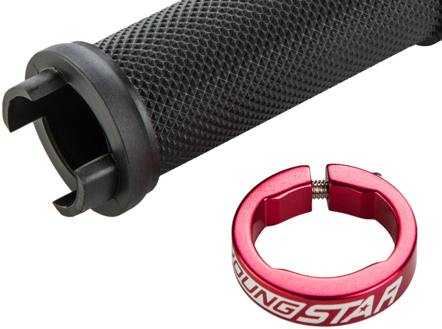 Reverse Youngstar Single Lock-On Grips Ø28mm 98mm Enfant, noir/rouge