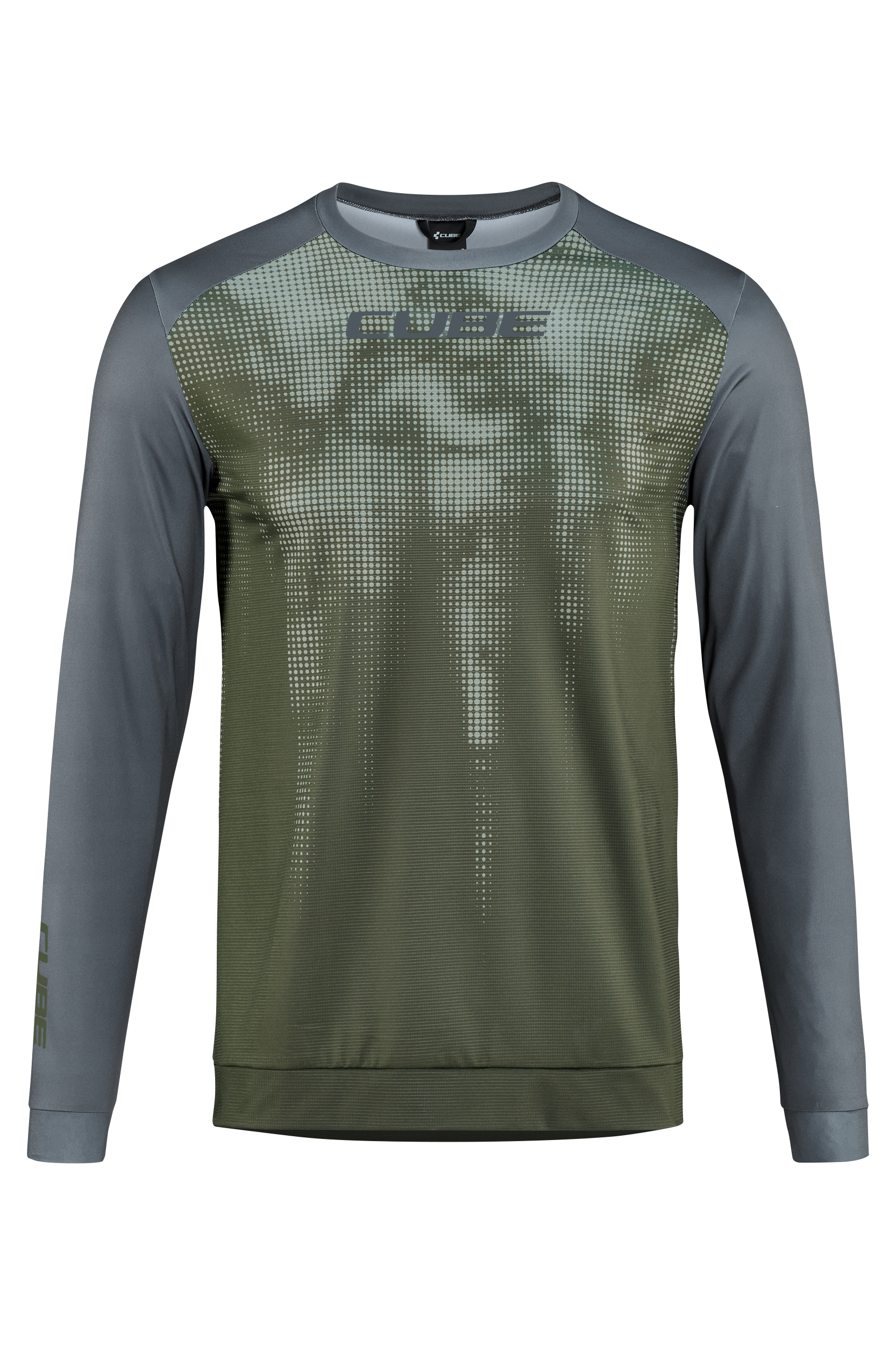 CUBE ATX maillot col rond TM manches longues olive´n´grey homme