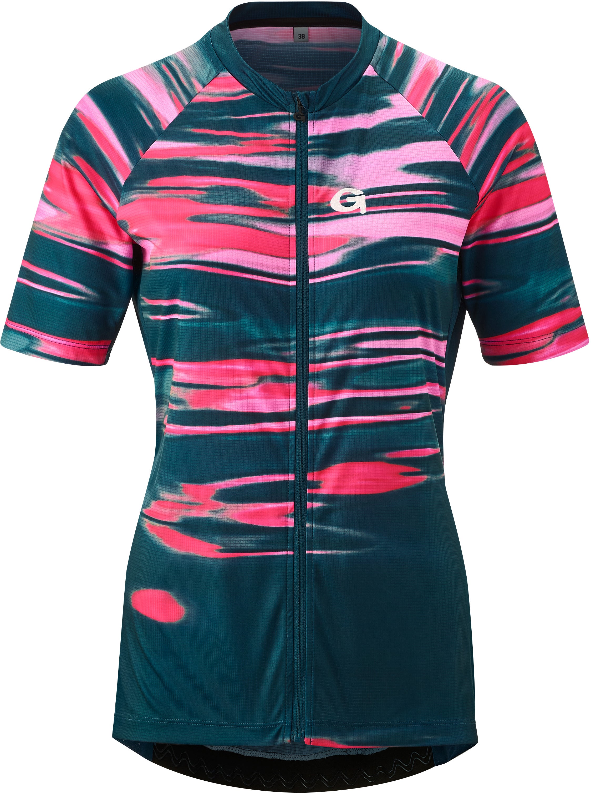 Gonso Copedello maillot de cyclisme manches courtes entièrement zippé femme pétrole/rose