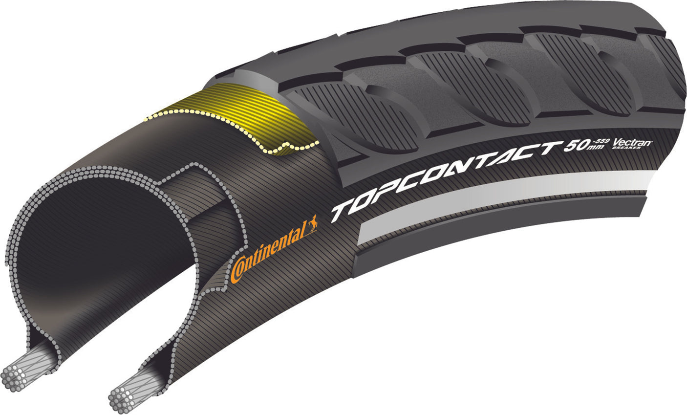 Continental TopContact II pneu souple 26x2.00" Reflex E-50 noir